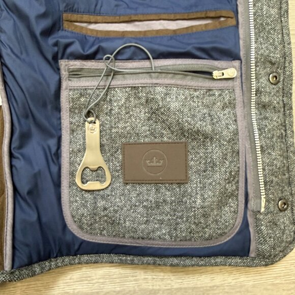 PETER MILLAR Men's Medium Delta Donegal Tweed Shetland Wool Quilted Vest Lined - Picture 7 of 11